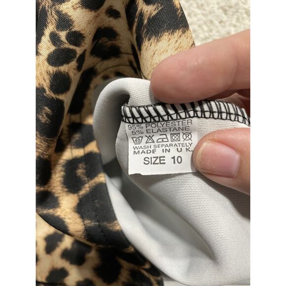 NWT Leopard Cocktail Dress Malabay sz 10 spaghetti strap bodycon animal Mob Wife - Picture 4 of 6